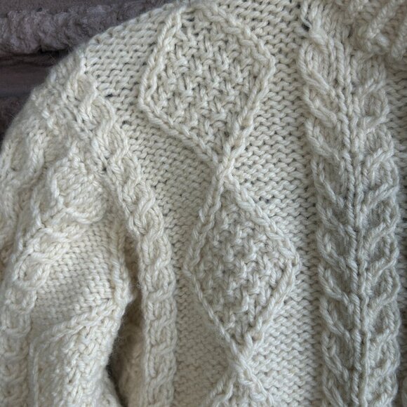 Joseph F. Heron Vintage 70s Ardara Donegal Irish Handknit Fisherman Sweater - Picture 4 of 7